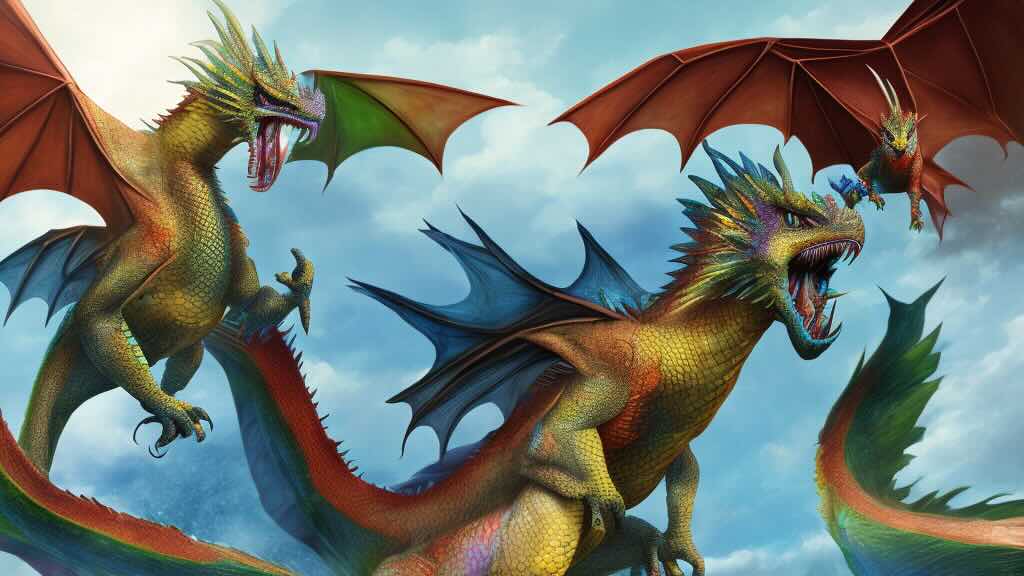 Image of dragons. Generated with the Draw Things software.